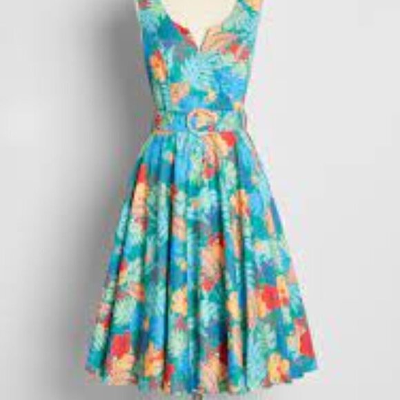 Modcloth Timeless London Fit And Flare Dress Pockets Size 8 - Picture 9 of 10